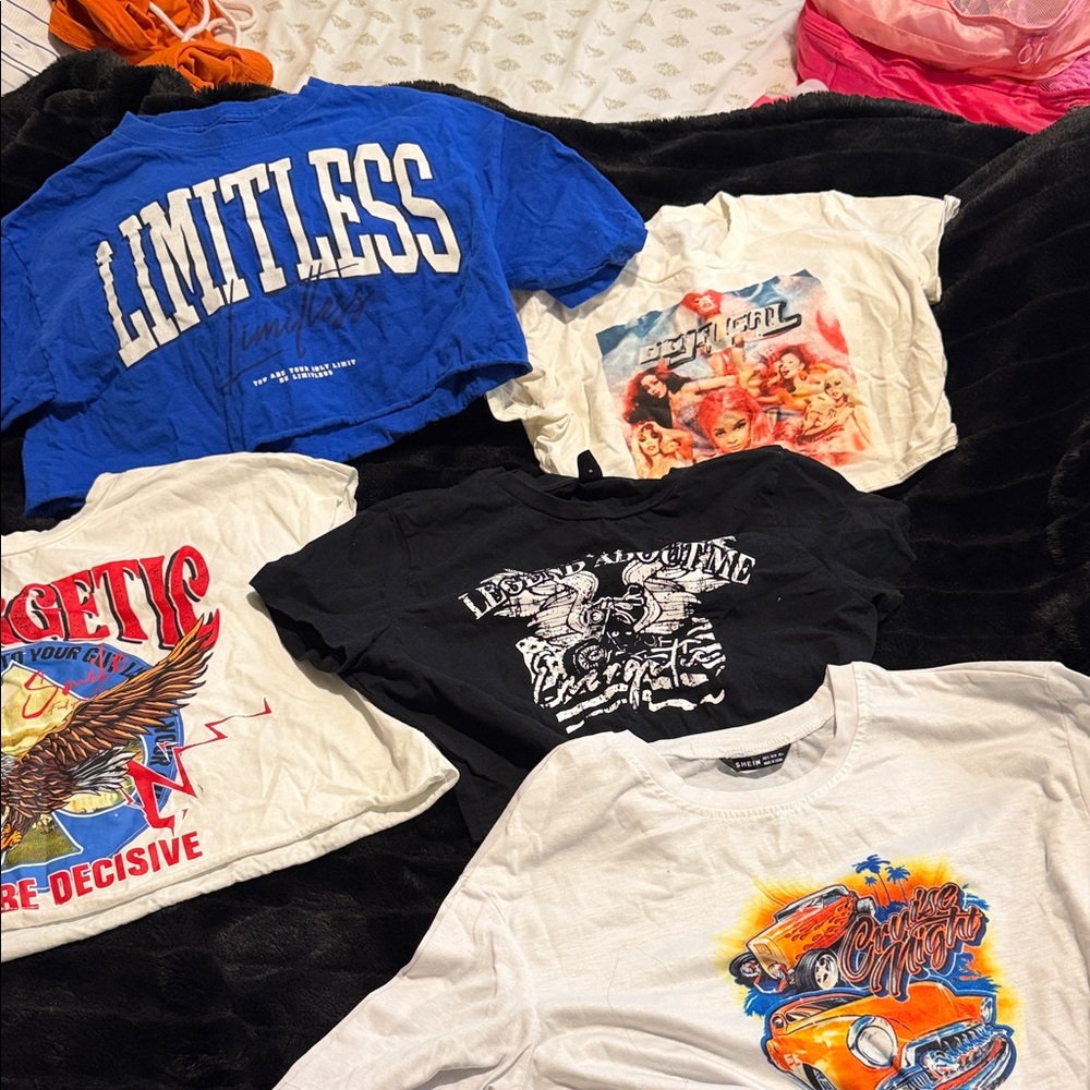 Blue and White Graphic Kids T-Shirt